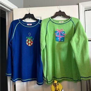 Quacker Factory Kids' Blue and Green Long Sleeve Tees